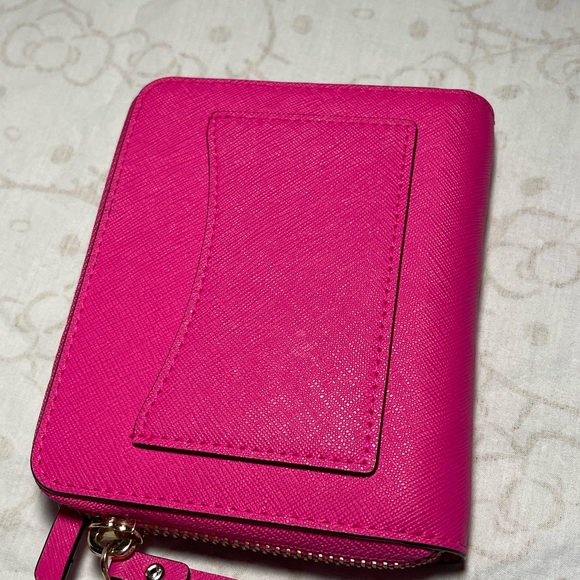 Kate Spade saffiano compact zipper bifold pink wallet - Picture 6 of 7